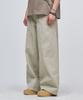 PLACESTUDIOMAN Basic Washed Contrast Double Pocket Cut-Out Wide Basic Cotton Pants [Beige]