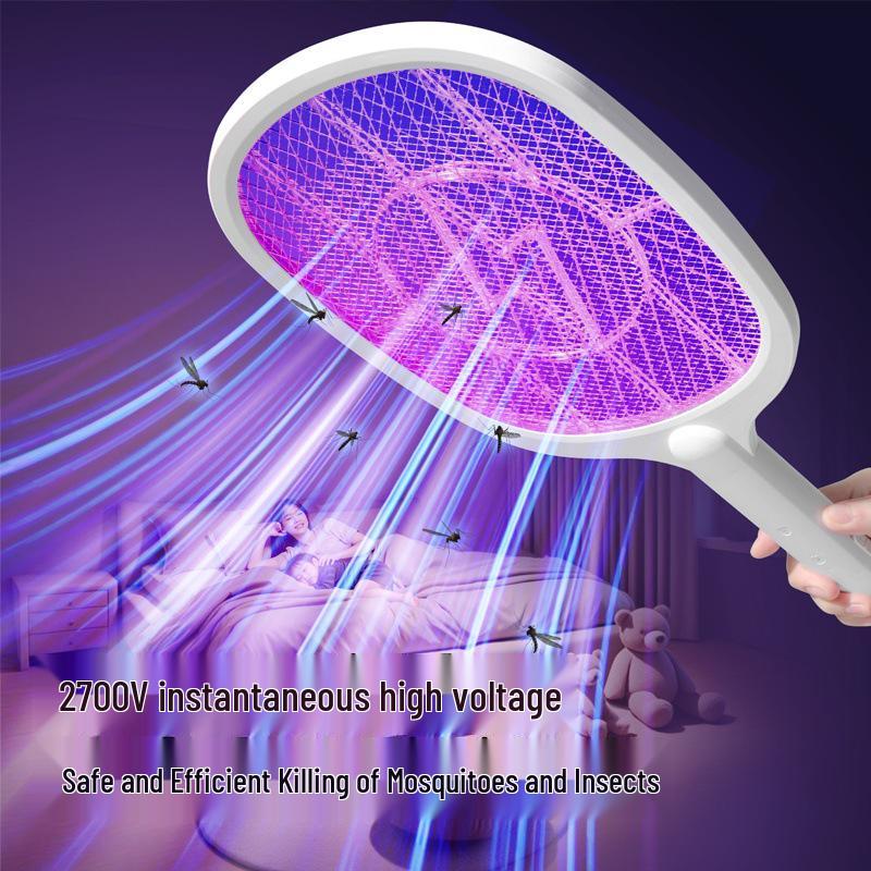 Rechargeable Electric Mosquito & Fly Swatter with Three-Layer Safety Net