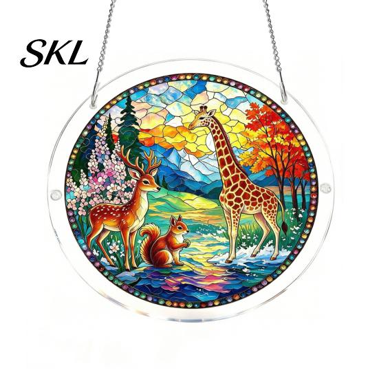 Home Decor Puzzle Gift Acrylic Suncatcher, Colorful Window Hanging, 7.48 Inch Sun Catcher Stained Glass Decoration Ornament, Ideal for Gifting