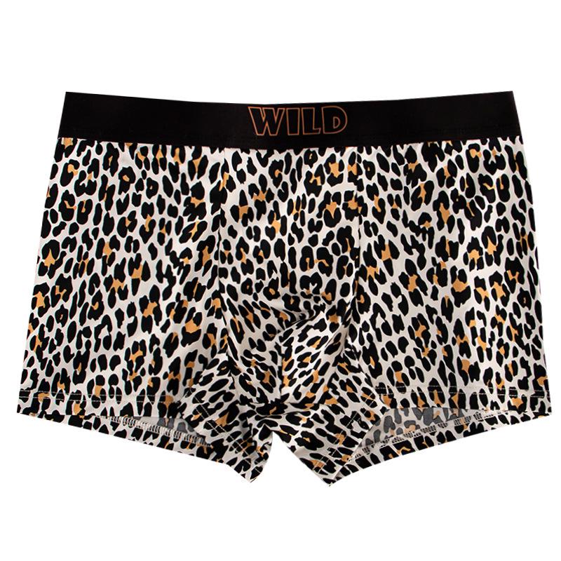 Men's Light Luxury Ice Silk Leopard Print Boxer Briefs - Silky, Smooth, and Breathable for Spring/Summer