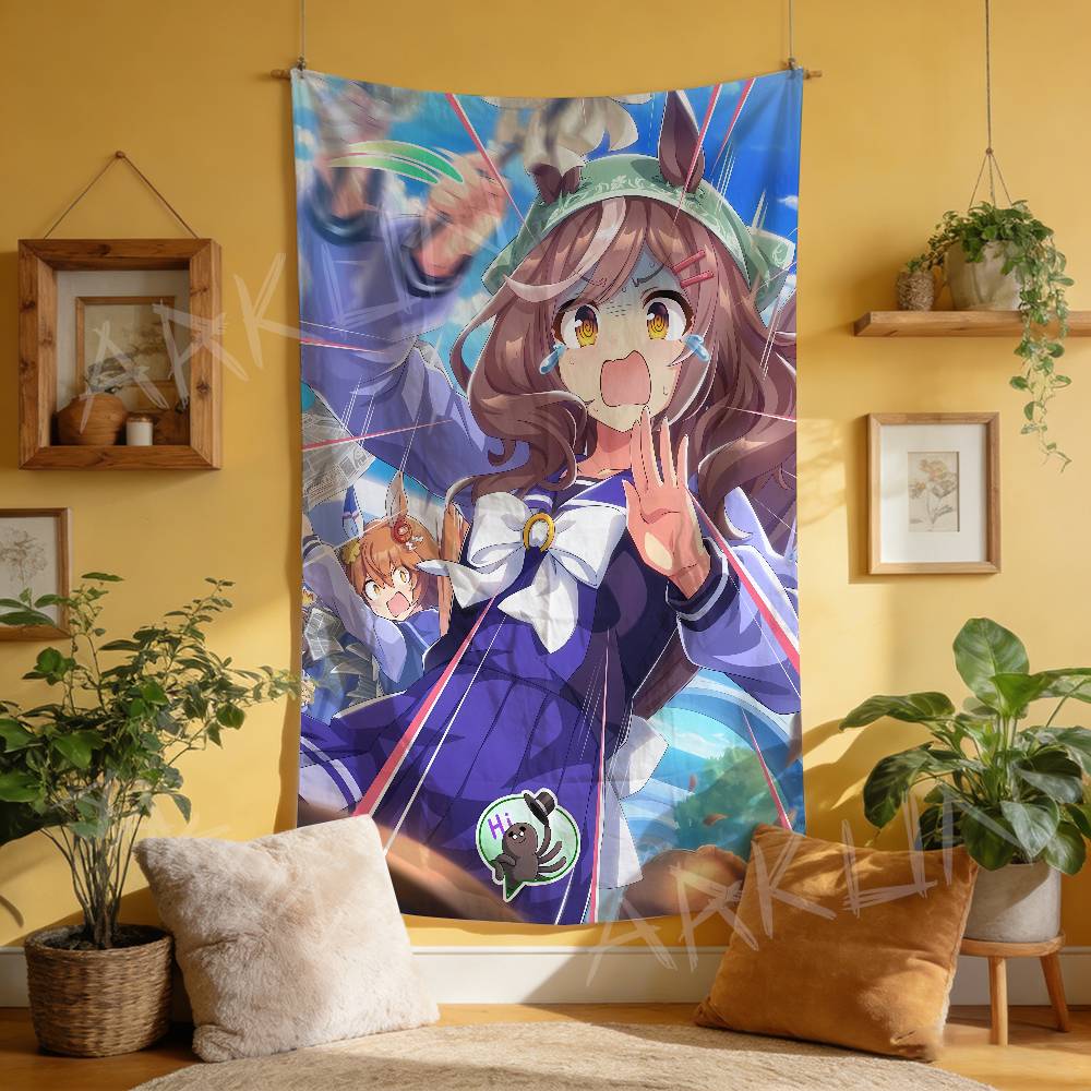 Tapestry Decorative Hot Uma Musume Anime Gaming Girl Tapestry Wall Art Hanging Dorm Background Cloth Banner Fans Gift Home Decor