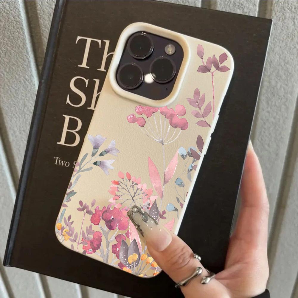 HOT Cool Flower Lavender Luxury Lichee leather pattern Phone Case For Samsung S26 S25 S24 S23 S22 S21 S20 Plus FE Ultra 4G 5G
