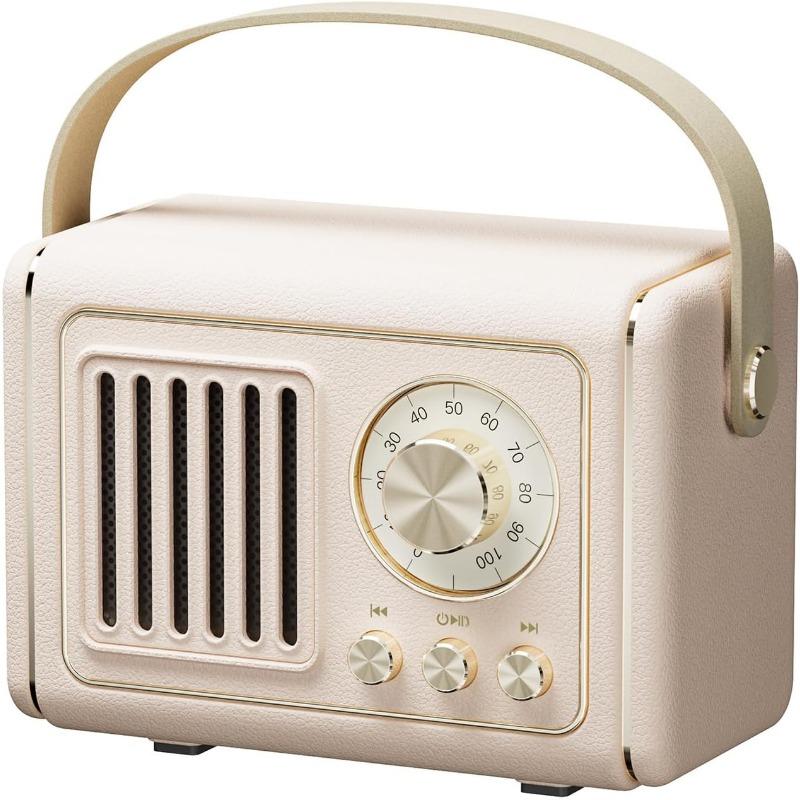 Mini Vintage Bluetooth Speaker, Retro Bluetooth Speaker Rechargeable, Loud Volume, Bluetooth 5.0 Wireless TWS Connection, Support TF Card,