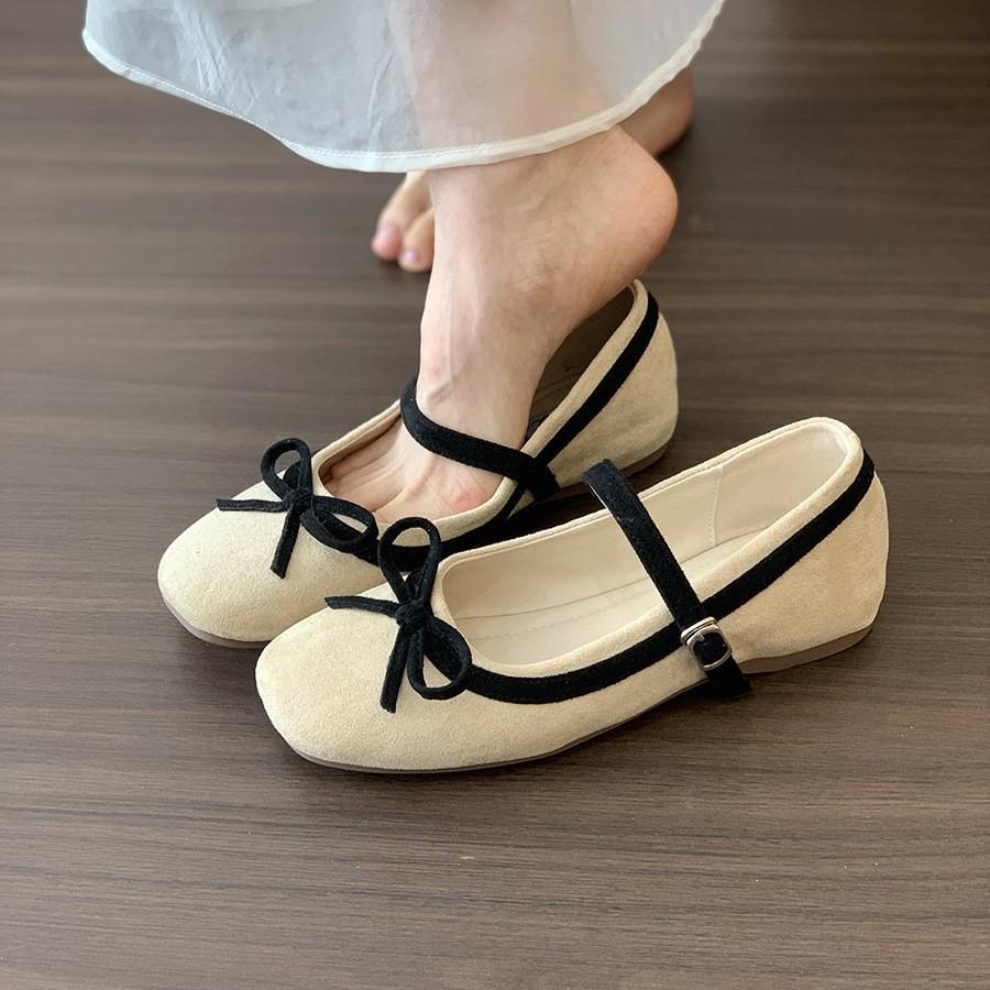 Inner height increase pink Mary Jane single shoes women's shoes spring skirt ballet fairy shoes