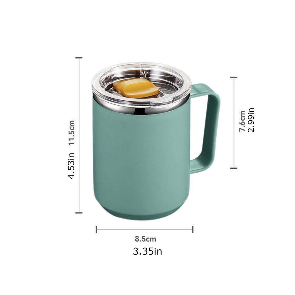 

450ml Stainless Steel Mugs Insulated Coffee Mug With Handle And Lid Double Wall Vacuum Travel Mug For Office Outdoor Thermos cup 450ml зелёный