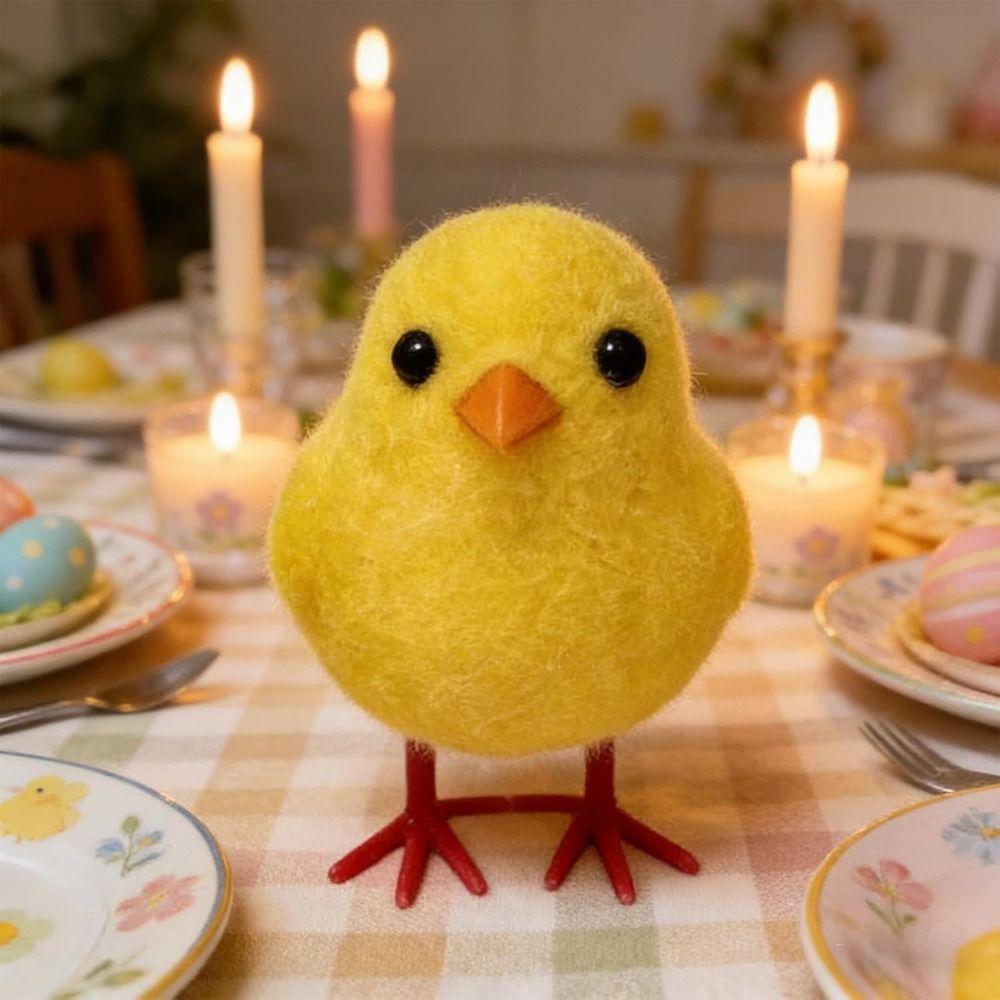 Realistic Easter Chick Figurine Animal Mini Chicken Toy Cute Plush Chicks  Flower Pot