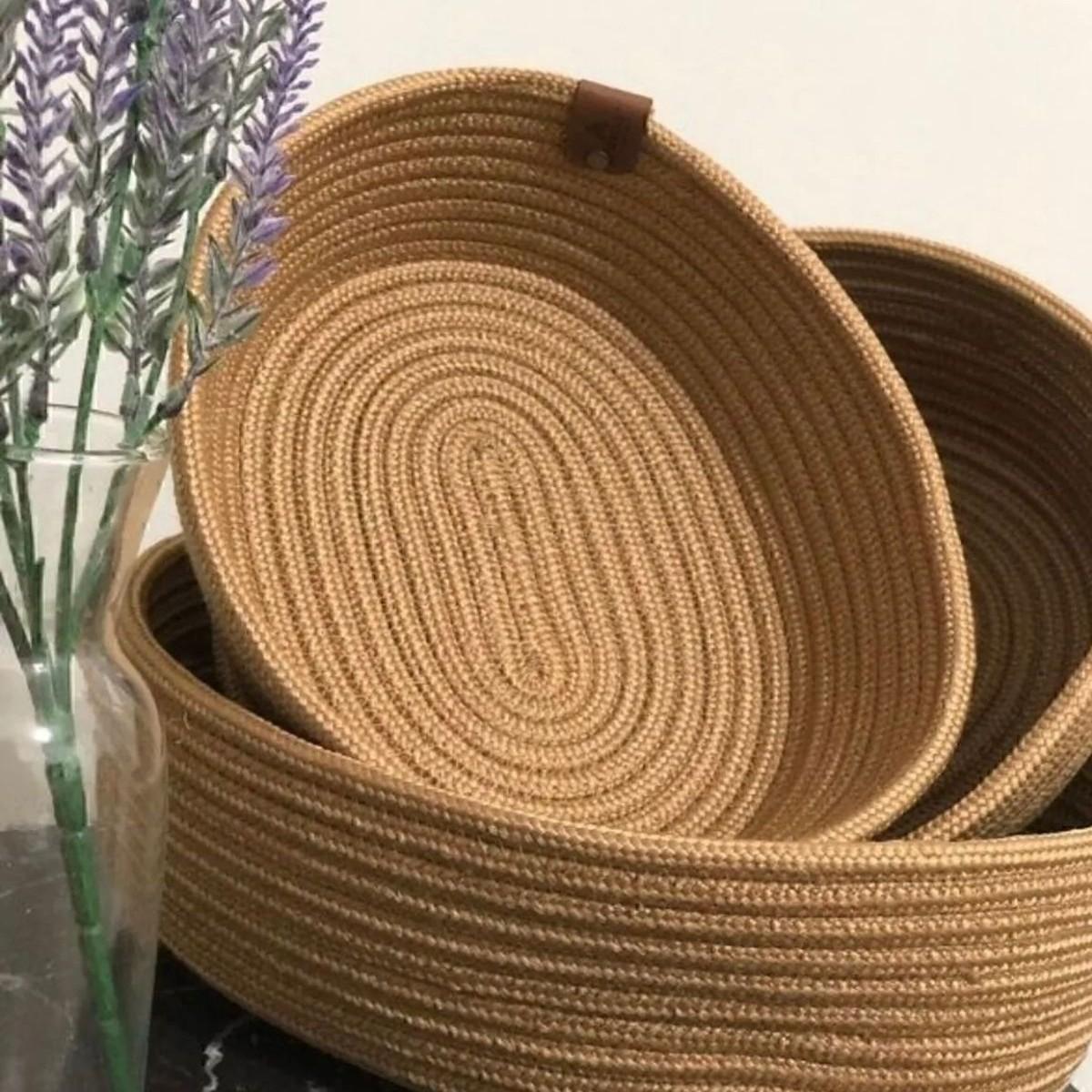 

Multi-Purpose Jute Wicker 3-Piece Oval Basket Set Home Standart коричневий