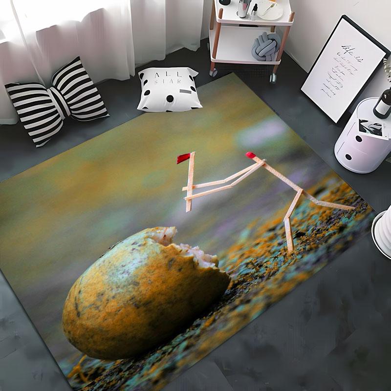 Naughty Matchstick 3D HD Cartoon Area Rug, Rugs Living Room,tapete for Bedroom Sofa Kitchen Doormat Decor,Kids Non-slipFloor Mat