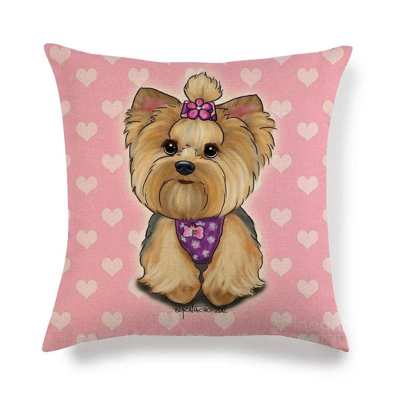 45cm*45cm Yorkshire dog  linen throw pillow covers couch cushion cover home decorative pillow covers