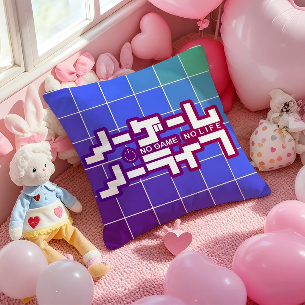 No Game No Life Anime Cushion Cover Pattern Printed Pillowcase for Living Room Sofa Cushion Cover & Bedroom Decor