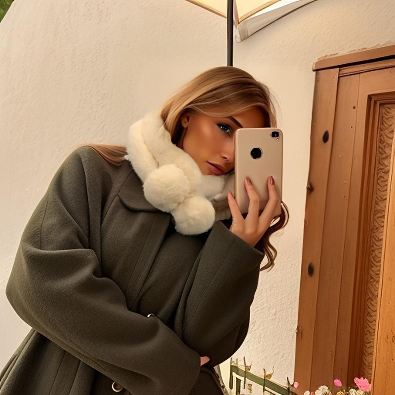 Faux Fur Neck Warmer Scarf - Cozy, Windproof & Stylish for Winter Outings