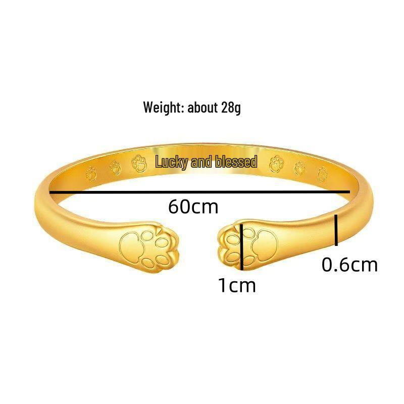 Vintage Gold Katzenpfoten Armreif: Damen Glücks-Armreif offen, Schick & Luxuriös