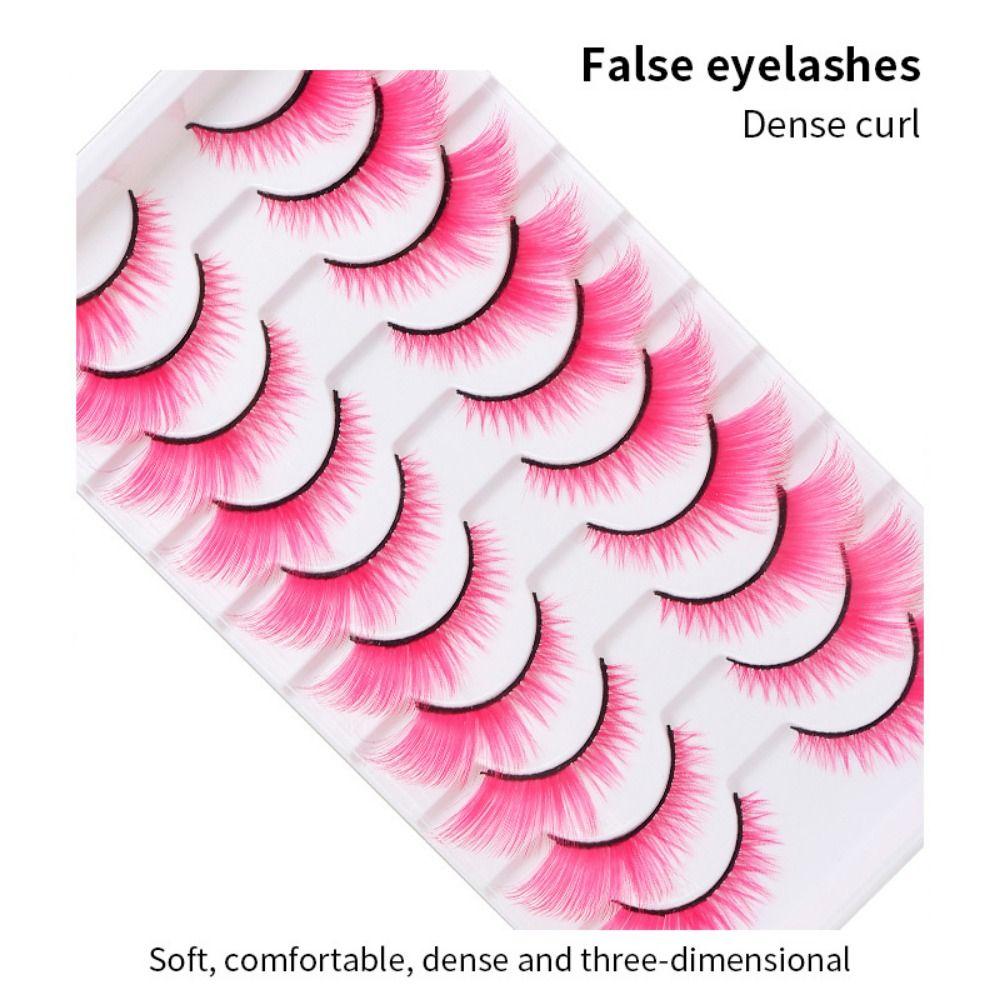 10 Pairs Cat Eye Eyelashes Eyelash Extension 3D Mink Lashes Colored False Eyelashes  Stage Makeup