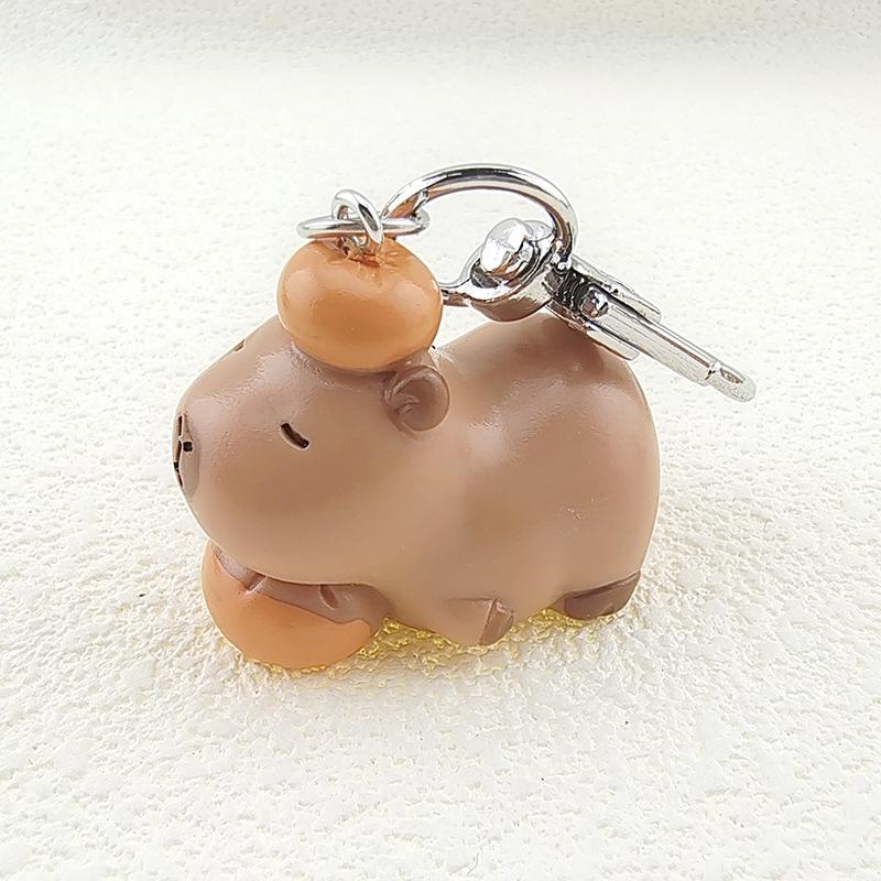 Kawaii 3D Capybara Keychain Cartoon Animal Keyring Bag Pendant Backpack Hanging Decoration Couple Key Holder Lovely Gifts