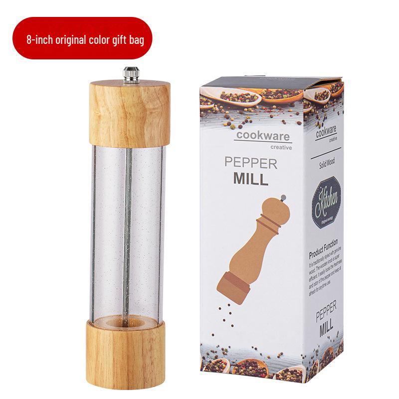 Starry Sky Wooden Pepper Mill - Transparent Acrylic Manual Grinder for Sichuan Pepper, Black Pepper, Sea Salt, and Rose.