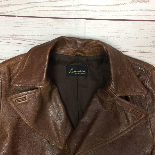 Lamandora Leather Jacket P Coat Outer Women F Brown Double Button(USED)