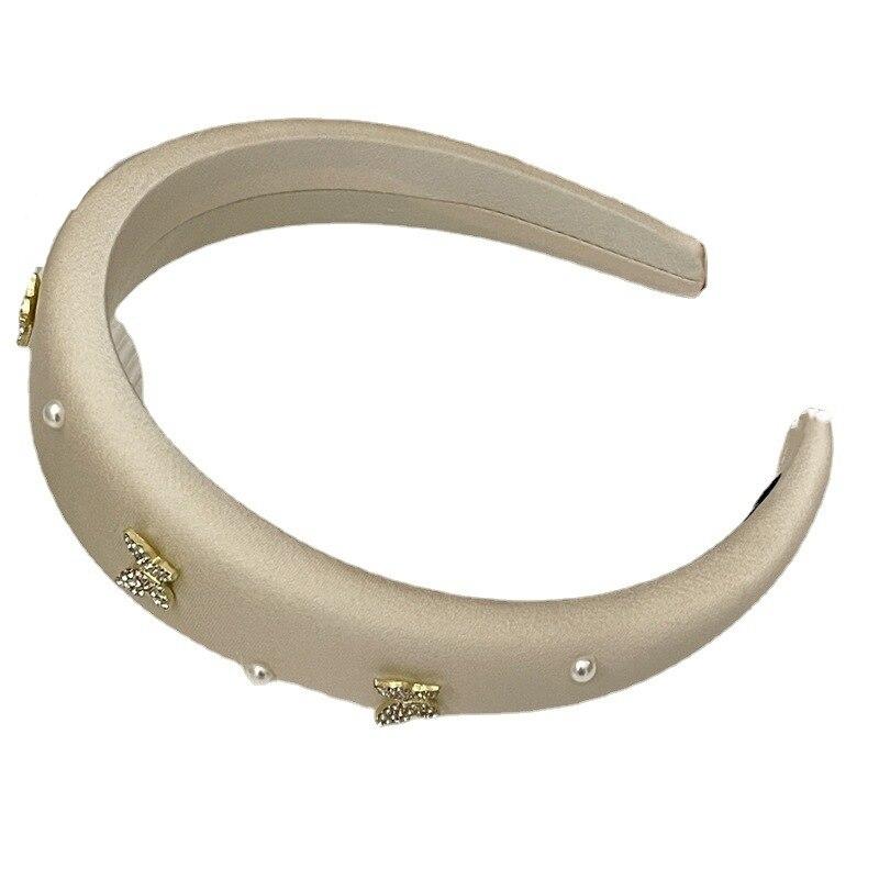 Buy Women Black French Sponge Hair Band Satin Butterfly Headband