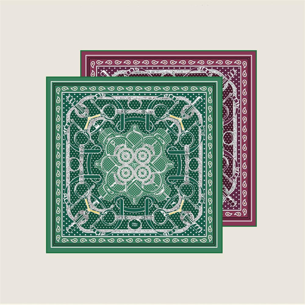 New Hand Rolled Twill Silk Scarf Women Fashion Double Side Printed Square Scarves Wraps Echarpes Foulards Femme Hijab 53CM