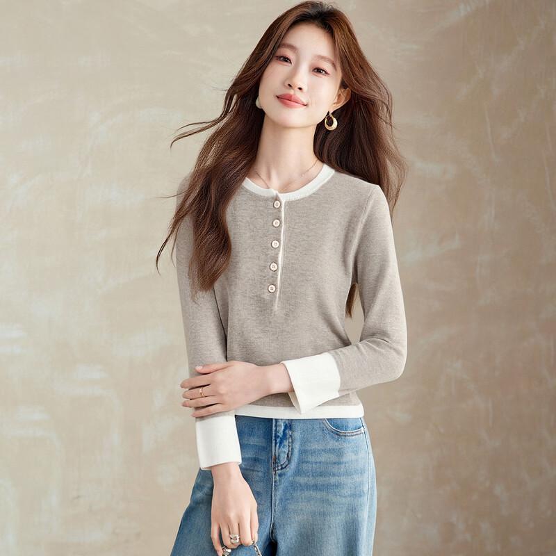 Srcr Women's Cropped Color-Block Wool Sweater