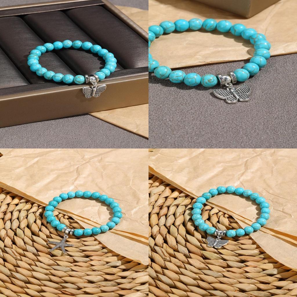 Fashionable Bohemian Ethnic Turquoise Beaded Bracelet Set For Women