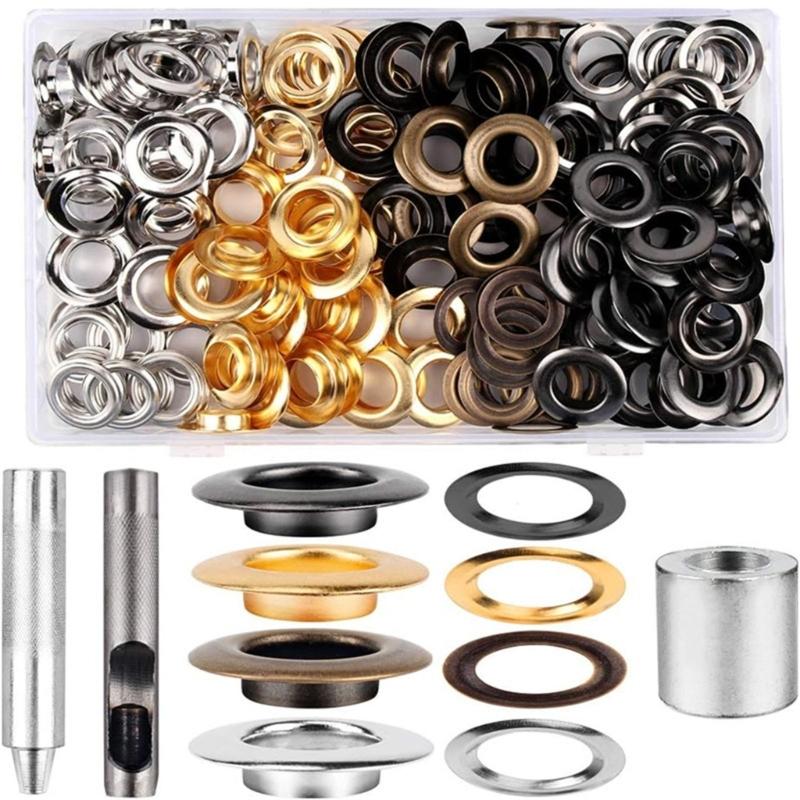 100 Set Grommets Tool Kits 12mm Grommets Eyelets with Setting Tool and Storage Box for Fabric Curtains Leather Clothes