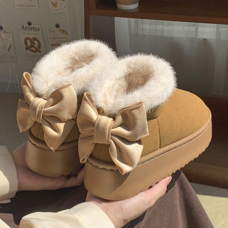 Women's Winter Thick Sole Height-Boost Fleece-Lined Snow Boots for Outdoors