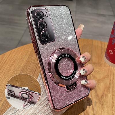 Custodia morbida in silicone glitterato con gradiente di colore per OPPO Reno 12 Pro 12pro Supporto magnetico elettrolitico Custodia morbida in TPU per OPPO Reno 11F 11 Pro