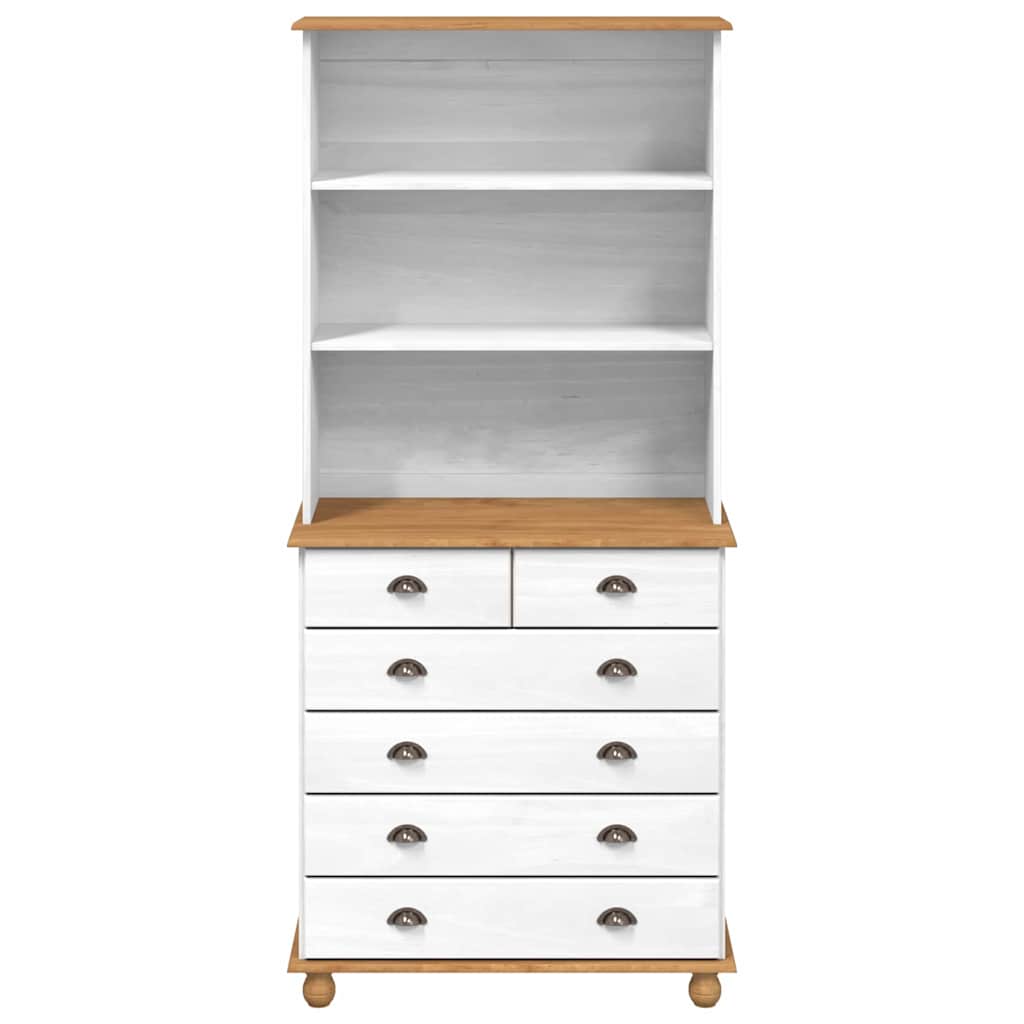 Hutch ASKIM White 91 x 40 x 200.5 cm Solid Pine Wood