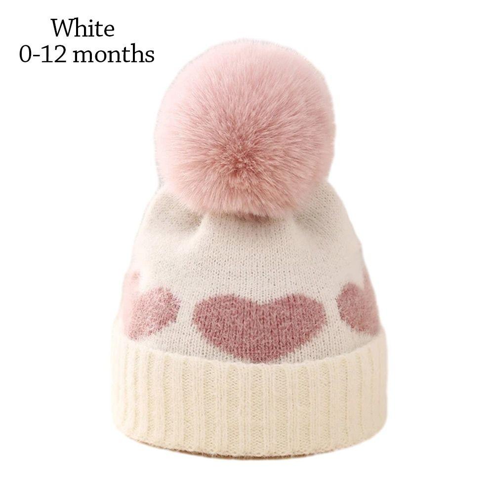 

Дитяча в язана шапка з помпоном зі штучного хутра, дитяча шапка, осінньо-зимова шапка-біні, для дівчаток і хлопчиків 0-12 months білий