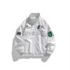 Herren Modische Herbst PU-Leder Motorradjacke mit Stehkragen und Stickerei.