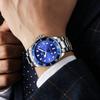 FNGEEN 9001 Fashion Blue Man Mechanism Watch Nice Metal Band Waterproof Full Automatic Calendar Business Watch Kit