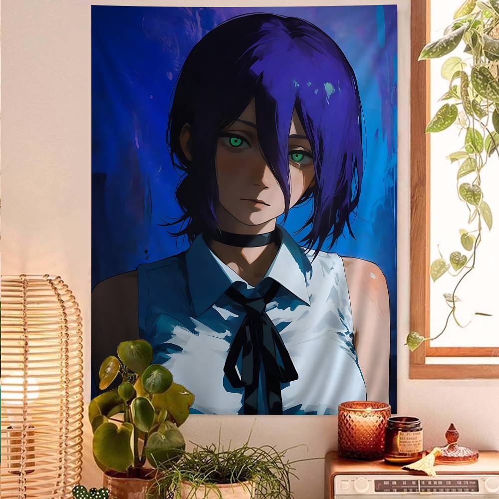 Anime CChainsaw Man RReze Printed Large Wall Tapestry Indian Buddha Wall Decoration Witchcraft Bohemian Hippie Decor Blanket