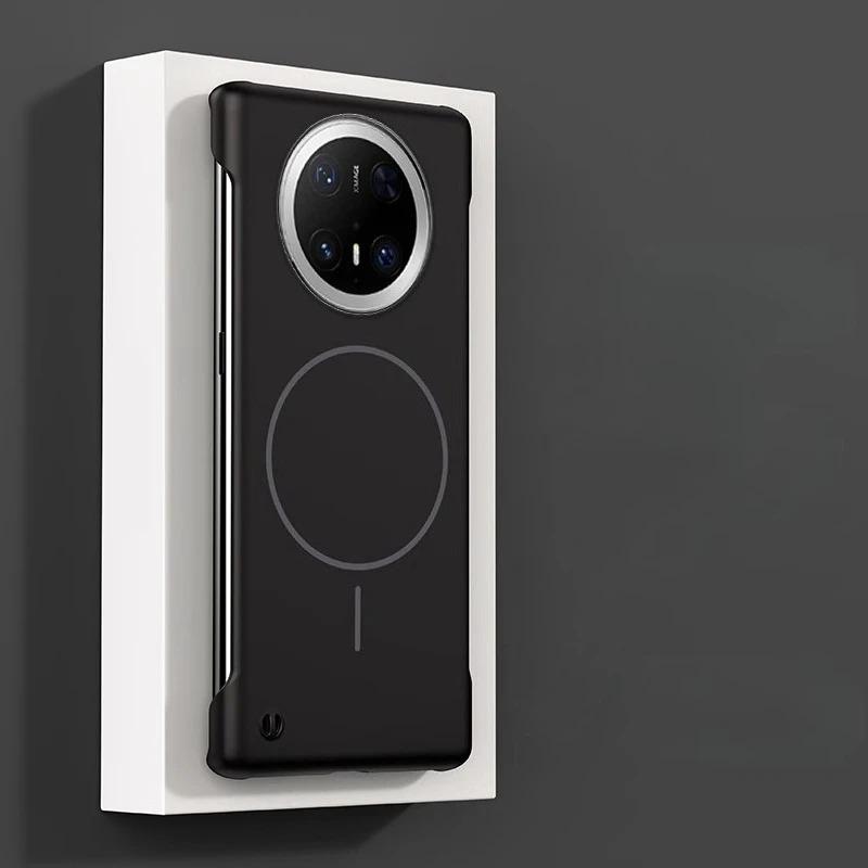 

Магнитный безрамный противоударный чехол для Huawei Mate 70 60 Pro Plus 50 40 Magsafe Wireless Charging Ultra Thin Matte Hard Cover Huawei Mate 50 Pro чёрный