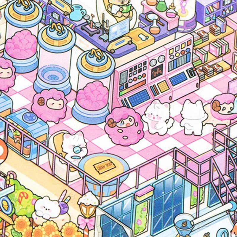 Fun 3D Miniature Scene Sticker Miniature Rainbow Land Chocolate Factory Sticker for Craft Scrapbooking Journal Notebook