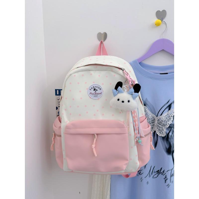 High value, fresh and sweet, contrasting colors, splicing stars, backpack, lightweight backpack for junior high school students