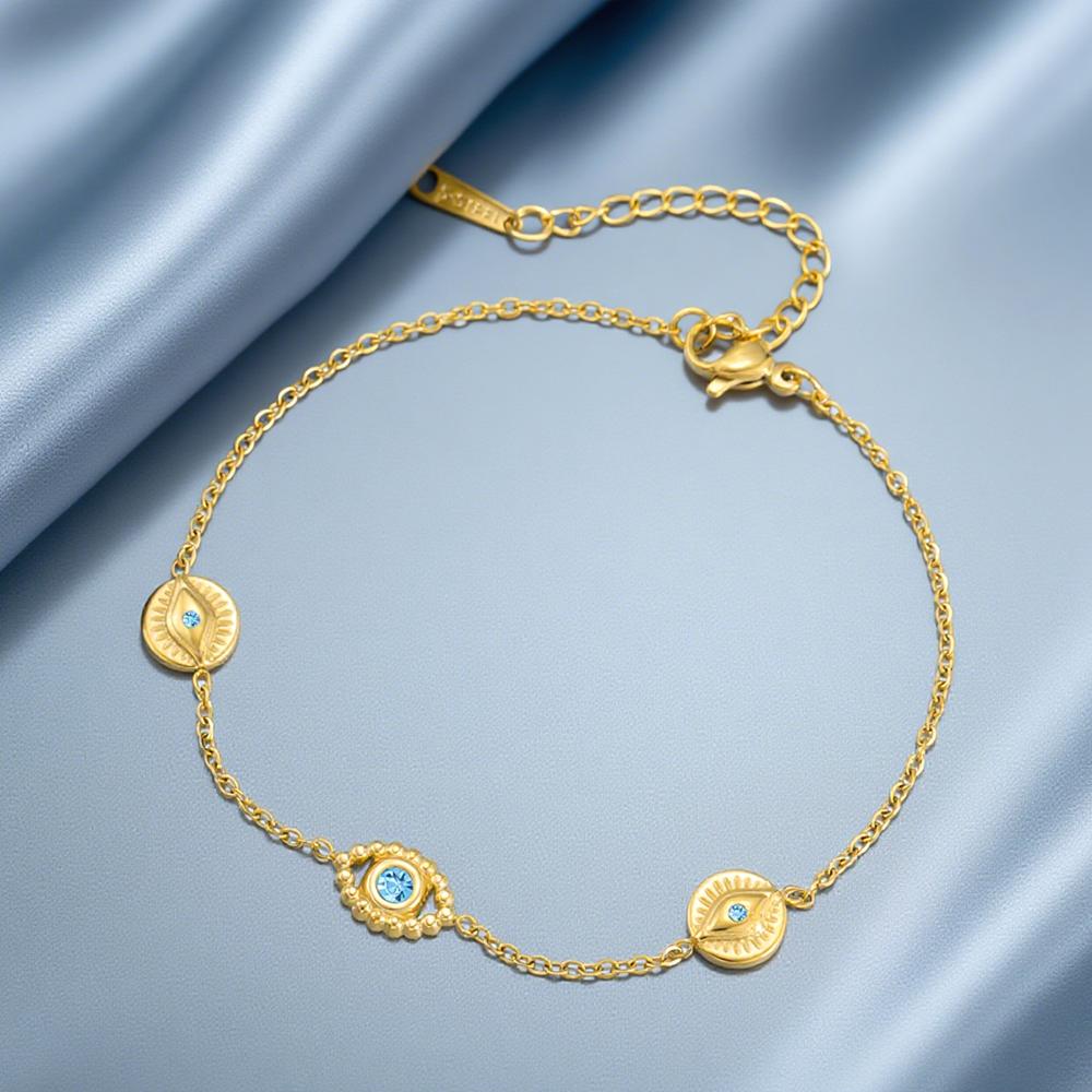 Dawapara Evil Eye Bracelets for Women Protection Good Luck Charm Greek Evil Eye Bracelet Stainless Steel Jewelry