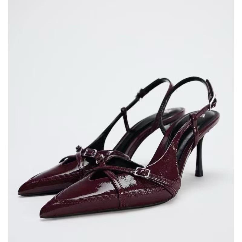 Fashion Street Style Sexy Buckle Women Sandals Pumps Elegant Pointed Toe Thin High Heels Banquet Party Slingback Femme Yuanlitong Shoes