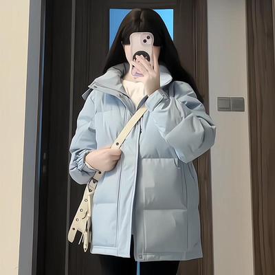 2025 New Korean Style Hooded Puffer Jacket - Thick Solid Color Cotton Winter Coat