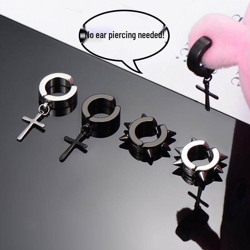 Herren Ohrklemmen: Coole Kreuz-Ohrclips & Trendige Dunkle Styles für Ungepiercte Ohren