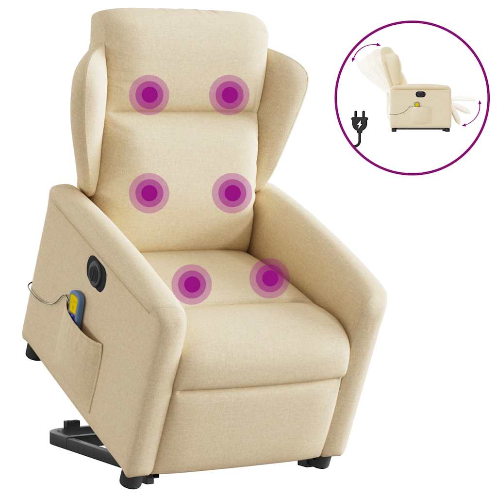 Electric Massage Recliner with Rising Function Cream Fabric