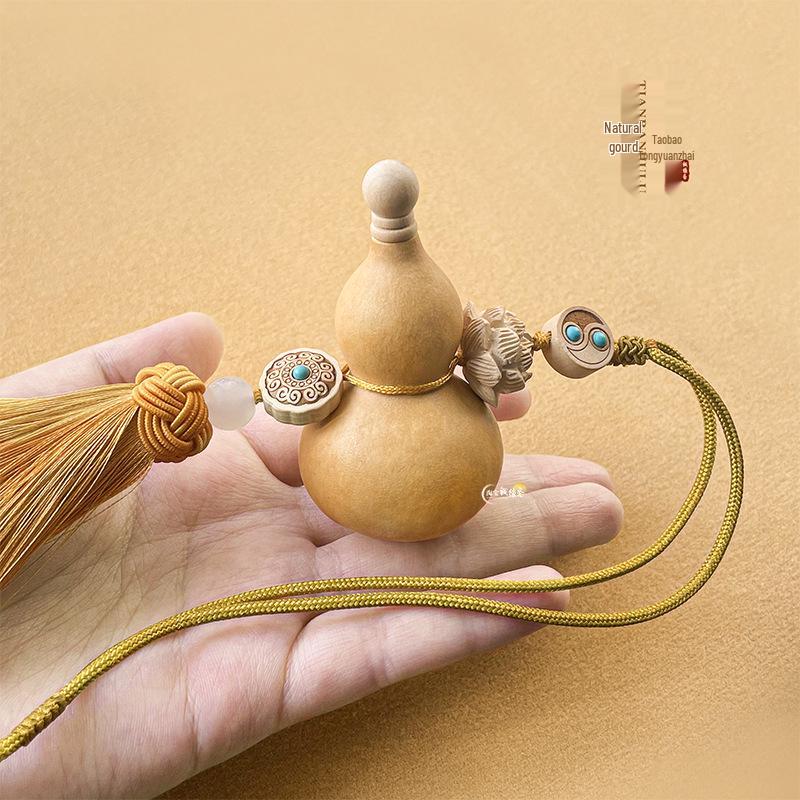 Wooden Five Emperors Coin Car Ornament: Real Natural Gourd Pendant for Doors & Bedrooms