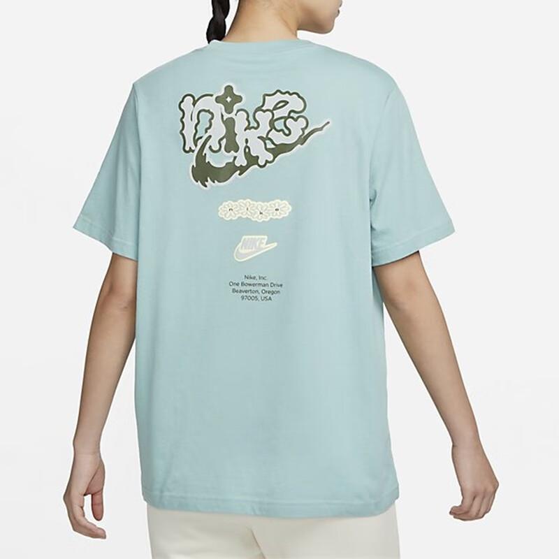 New Nike Sportswear Women's Embroidered Swoosh T-shirt Blue FD2550-309