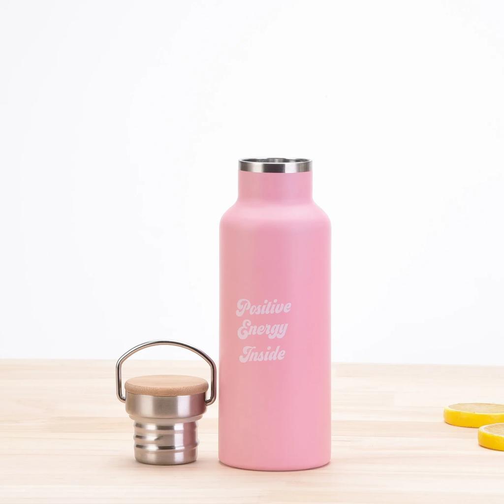 500ML Sports THERMOS CUP With Handle,Bamboo Lid,Printed Drinkware,Stainless Steel Vacuum Flasks,Camping And Gym Water Bottle