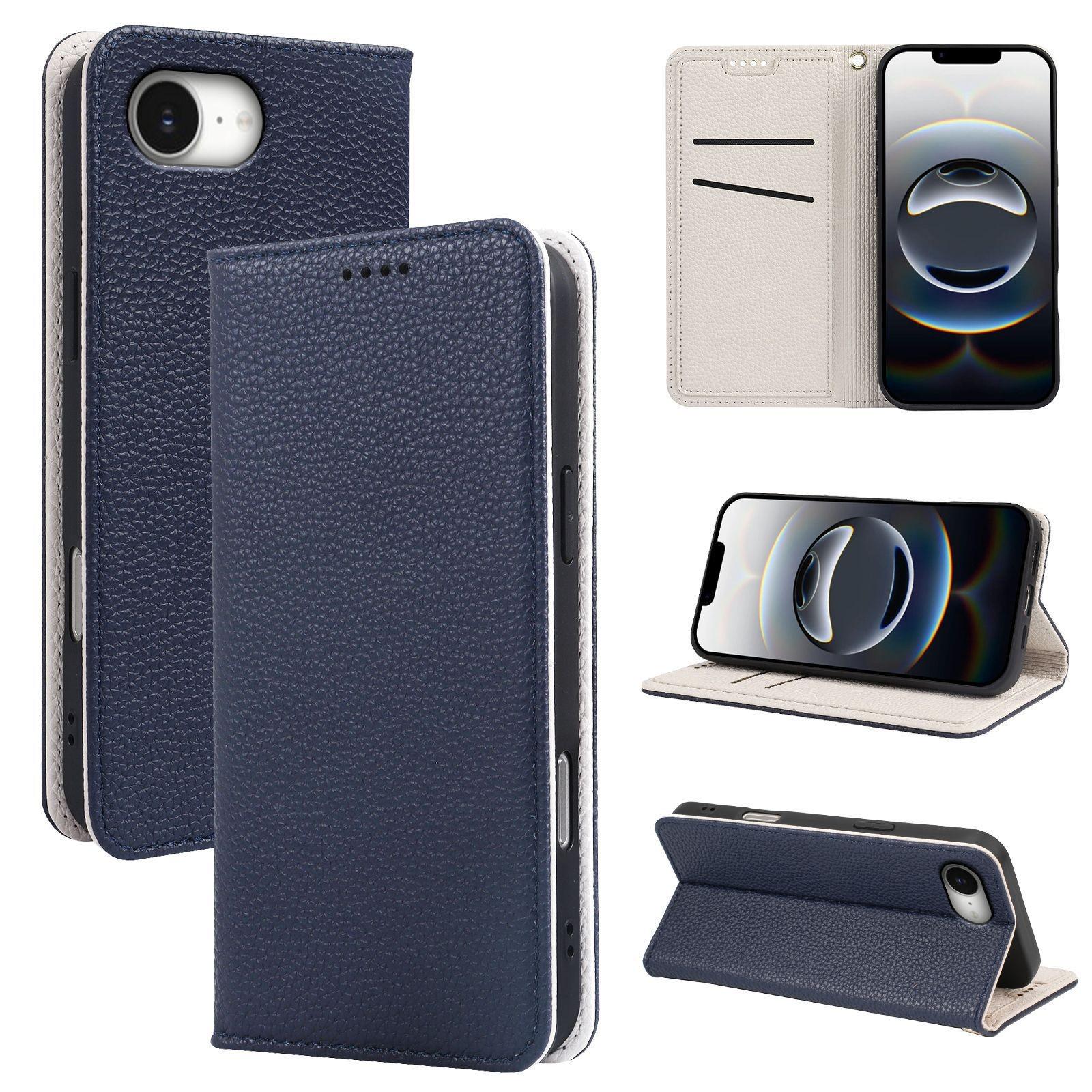 Suitable for Huawei Pura 90 Pro Max: Leather Double Color Lychee Grain Magnetic Phone Case Huawei Nova 15 5G Domestic темно-синий