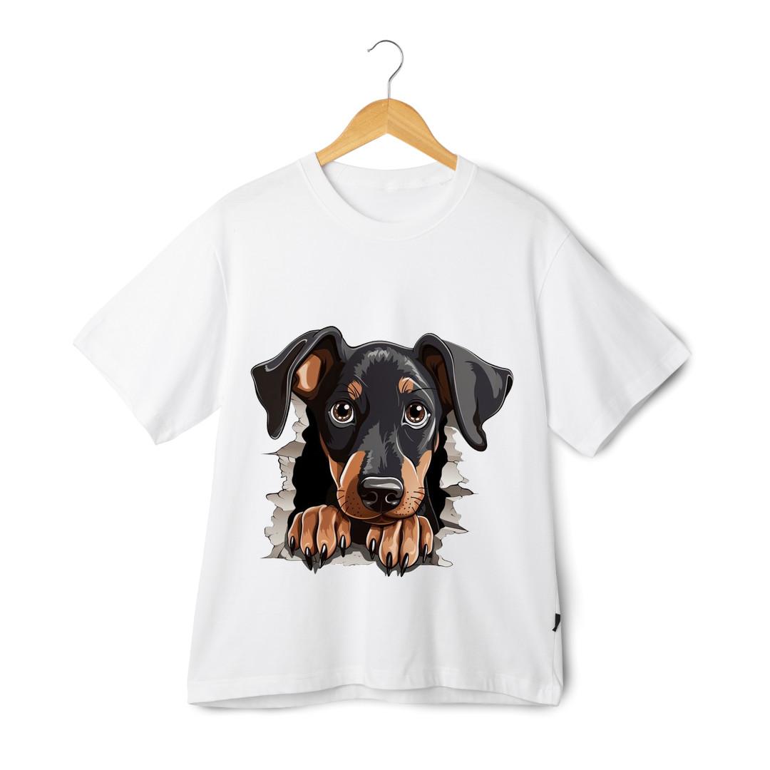 Ripped Dog T-Shirt - Unisex Doberman Cartoon Graphic Puppy Lover Tee 2XL