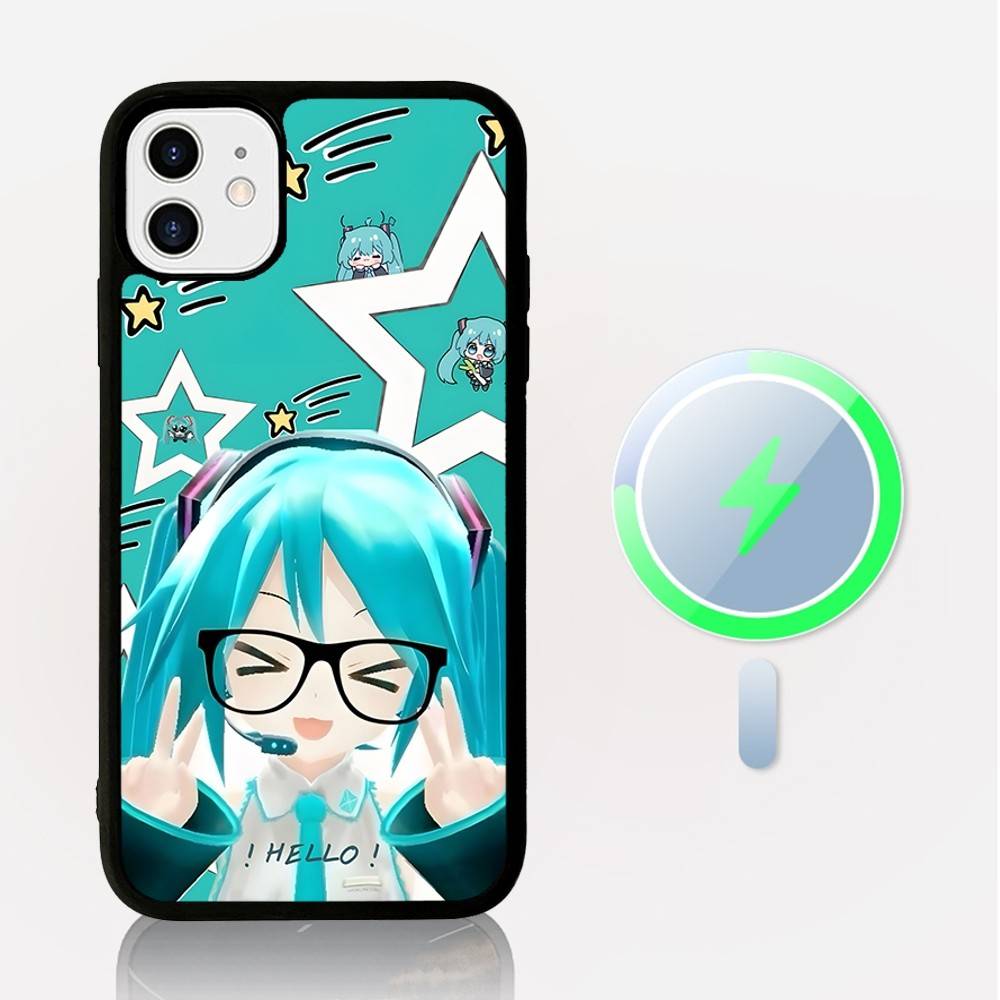 Kawaii H-Hatsune Miku Magnetic Wireless Phone Case For IPhone 17 16 15 14 Plus 13 12 11 Pro Max