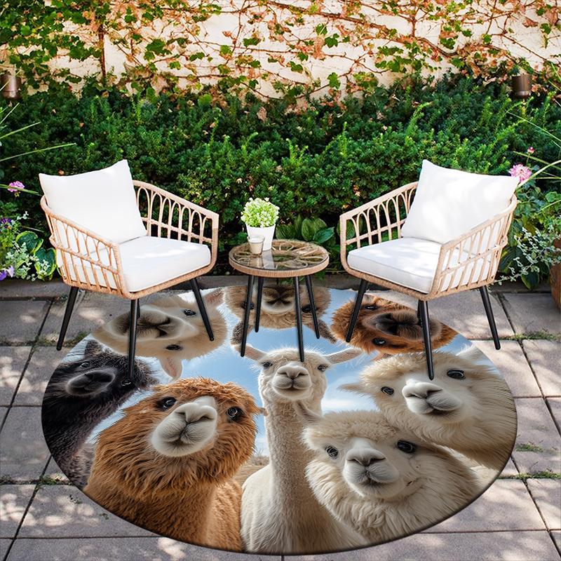 Alpaca Theme pattern round rug,Carpet Rug for Living Room Bedroom Sofa Playroom Decor,Non-slip Floor Mat,Holiday Gifts and Birthday Gifts