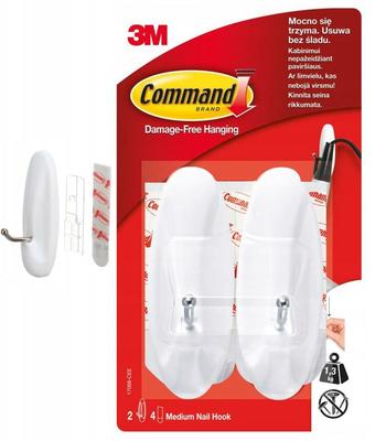 Command Self-adhesive Hooks White 2 Pcs 13 Kg