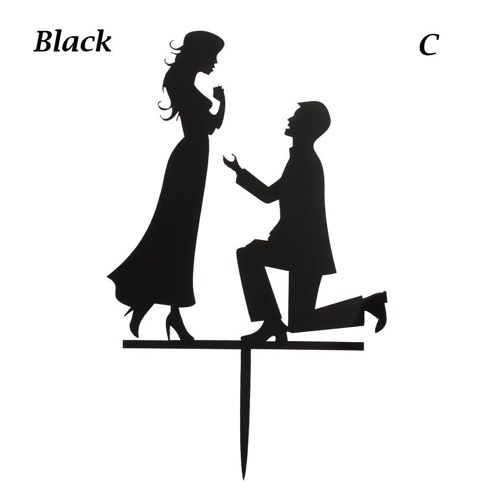 Black Gold Marriage Party Supplies DIY Crafts Cake Topper Wedding Supplies Bride Groom Mr Mrs Acrylic Decor
