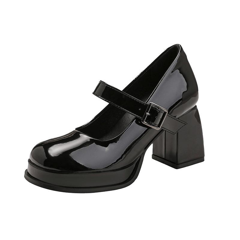 New high heels women's word with Mary Jane shoes waterproof table height increase small thick heel single shoes